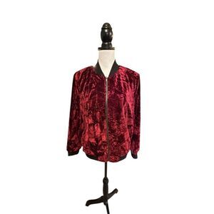 Romeo & Juliet Couture Women's S Burgundy Velvet Bomber Jacket